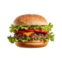 Delicious yummy Cheese hamburger with bacon Isolated on transparent background png