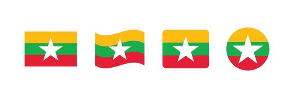 Myanmar flag. Set of Myanmar Flags Collection. vector