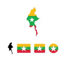 Myanmar flag. Set of Myanmar Flags Collection. vector
