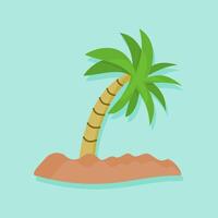 a palm tree on an island with sand illustration vector