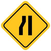 traffic sign, Cautionary beware Left narrow lane vector