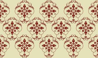 a detailed fabric pattern composed of flowers designs and yellow background vector