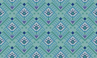 a detailed fabric pattern composed of pixelated designs and green background vector
