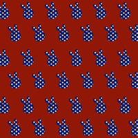 4th of July Repeating Pattern of Blue Peace Hand Signs with White Stars on a Red Background Creates a Vibrant and Cheerful Design. Memorial Day Decoration. vector