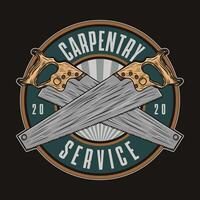 Carpentry work Badge set for wood workshop or joiner craft studio. Carpenter tool planer symbol vector