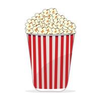 Realistic popcorn in red striped paper vector