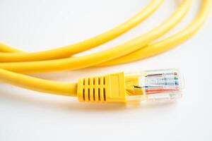 Ethernet cable for connect to wireless router link to internet service provider internet network. photo