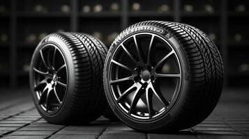 Two Tires on a Wooden Floor photo