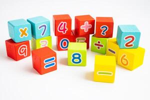 Math number colorful on white background, education study mathematics learning teach. photo
