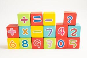 Math number colorful on white background, education study mathematics learning teach. photo