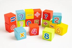 Math number colorful on white background, education study mathematics learning teach. photo