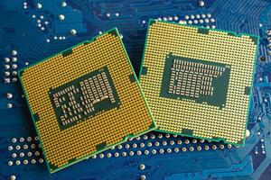Central Processing Unit, CPU chip processor of computer mainboard, electronic technology. photo