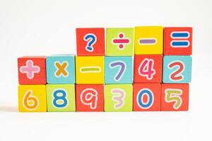 Math number colorful on white background, education study mathematics learning teach. photo