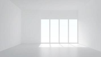 3D room space background with soft shadow. Empty white room space for interior design and decoration. 3D render. photo