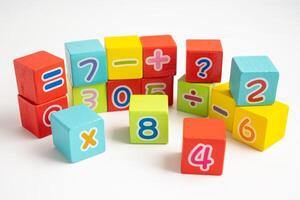 Math number colorful on white background, education study mathematics learning teach. photo