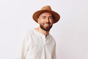 Expression white guy person background positive background smile caucasian adult casual isolated men photo