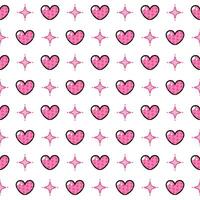Pink heart seamless pattern on white background vector