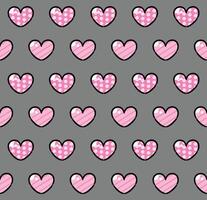 Pink heart seamless pattern on gray background vector