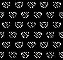 White heart seamless pattern on black background vector