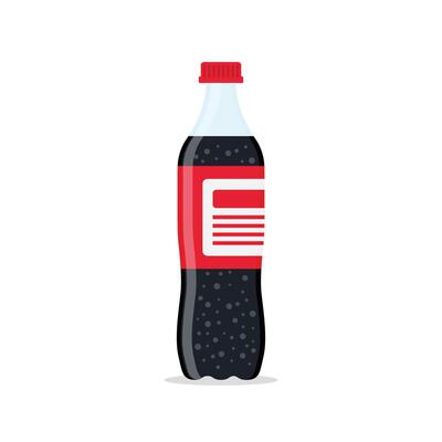 Soda drink icon in flat style. Plastic bottle and drinking glass illustration on isolated background. Water beverage sign business concept.