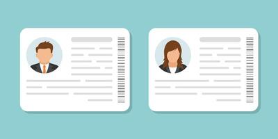Driver license icon in flat style. Identification document illustration on isolated background. Profile card sign business concept. vector