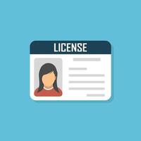 Driver license icon in flat style. Id card illustration on isolated background. Person document sign business concept. vector