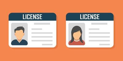 Driver license icon in flat style. Identification document illustration on isolated background. Profile card sign business concept. vector