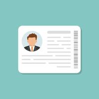 Driver license icon in flat style. Identification document illustration on isolated background. Profile card sign business concept. vector
