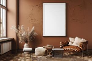 Poster Mockup in Brown Scandinavian Interior photo
