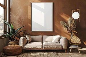 Poster Mockup in Brown Scandinavian Interior photo