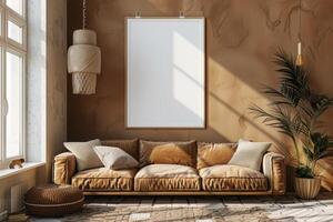 Poster Mockup in Brown Scandinavian Interior photo