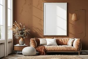 Poster Mockup in Brown Scandinavian Interior photo