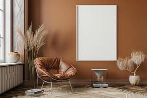 Poster Mockup in Brown Scandinavian Interior photo