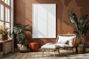 Poster Mockup in Brown Scandinavian Interior photo