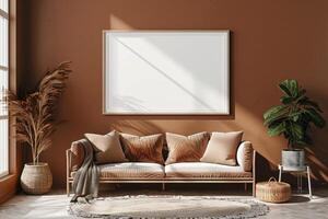 Poster Mockup in Brown Scandinavian Interior photo
