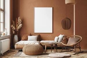 Poster Mockup in Brown Scandinavian Interior photo