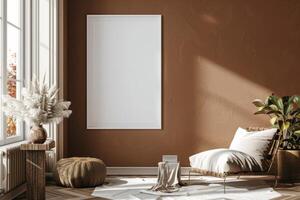 Poster Mockup in Brown Scandinavian Interior photo