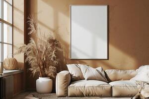 Poster Mockup in Brown Scandinavian Interior photo