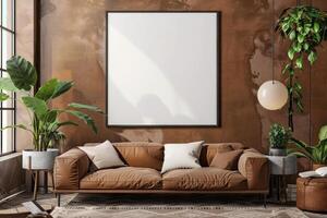 Poster Mockup in Brown Scandinavian Interior photo