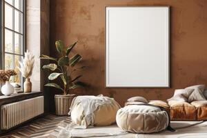 Poster Mockup in Brown Scandinavian Interior photo