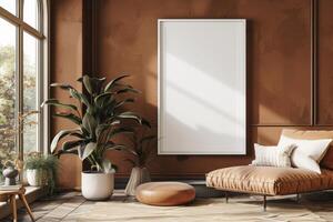 Poster Mockup in Brown Scandinavian Interior photo