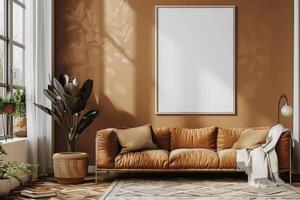 Poster Mockup in Brown Scandinavian Interior photo