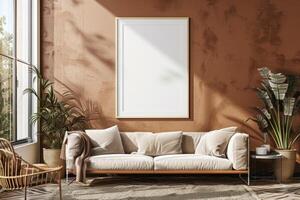 Poster Mockup in Brown Scandinavian Interior photo