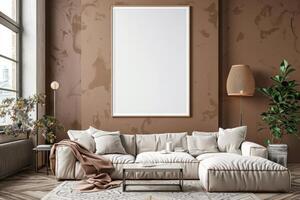 Poster Mockup in Brown Scandinavian Interior photo