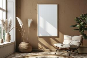 Poster Mockup in Brown Scandinavian Interior photo