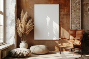 Poster Mockup in Brown Scandinavian Interior photo