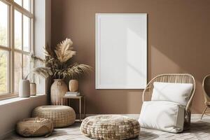 Poster Mockup in Brown Scandinavian Interior photo