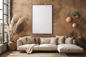Poster Mockup in Brown Scandinavian Interior photo