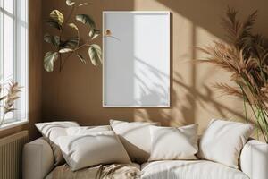 Poster Mockup in Brown Scandinavian Interior photo