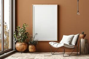 Poster Mockup in Brown Scandinavian Interior photo